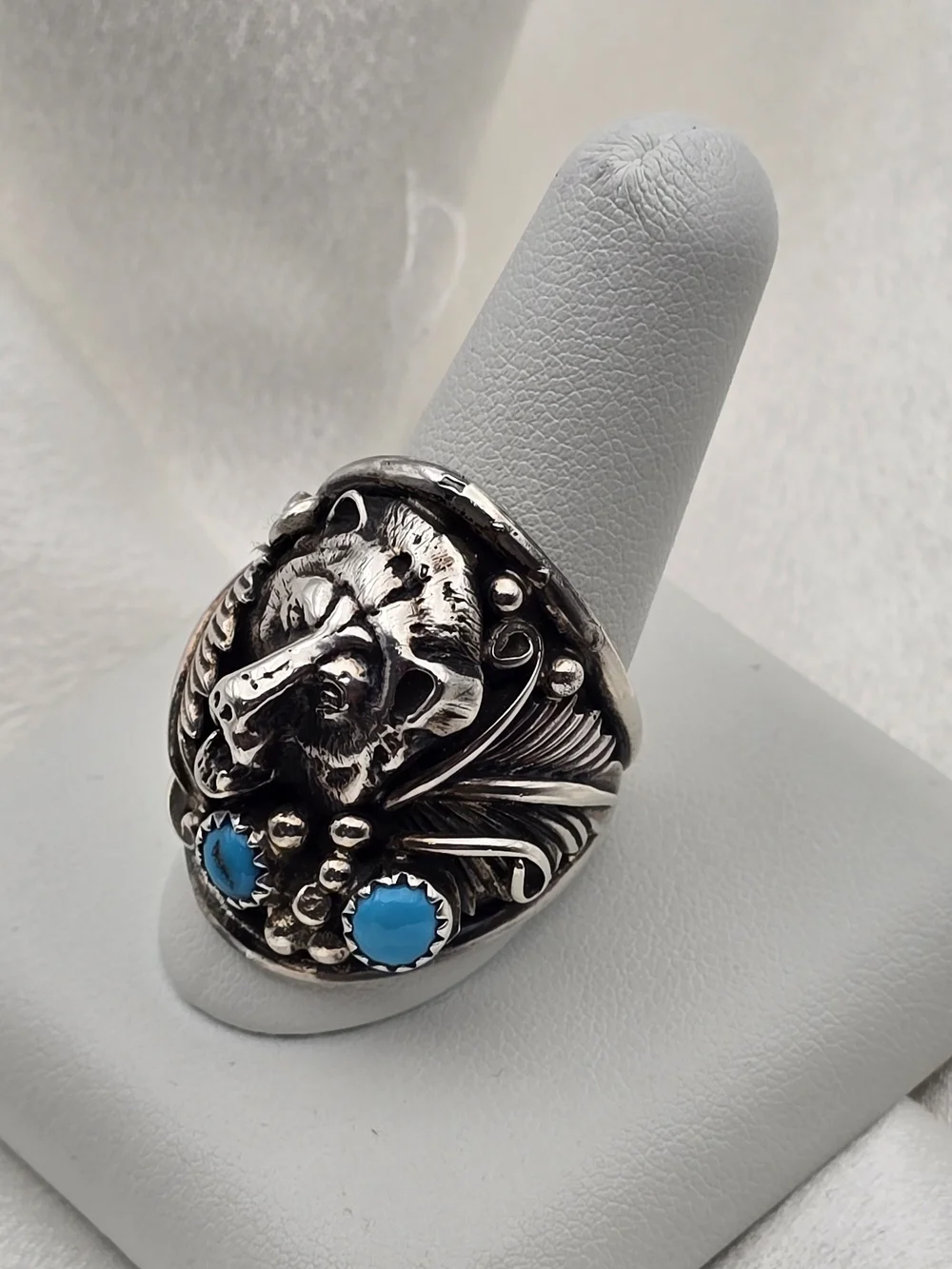 Native American Sterling Silver 925 Bear Head Ring